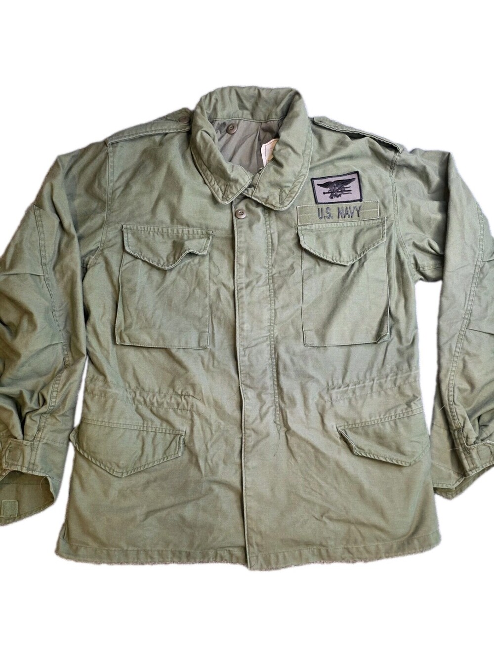 Vtg Alpha Industries M65 Field Jacket Medium Regular OG 107 USA Made Navy SEAL